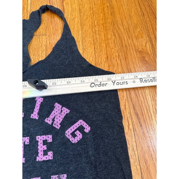 Running Late Is My Cardio Racerback Tank Top Charcoal Gray Pink Graphic Womens - Picture 4 of 4